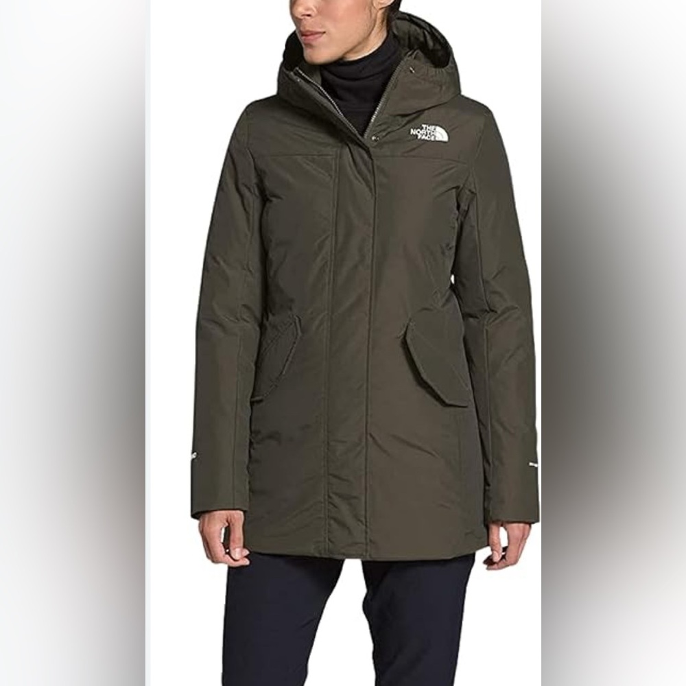 THE NORTH FACE Pilson Waterproof Down Parka Hooded New Taupe Green Size Med New